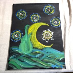 Hand Paint  Moon from A Wine And Paint Class That My Daughter  Attended